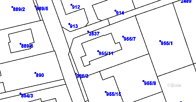 Parcela st. 955/11 v KÚ Štěpánkovice, Katastrální mapa