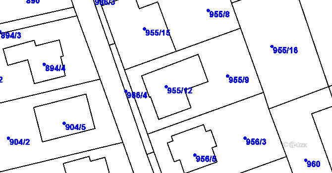 Parcela st. 955/12 v KÚ Štěpánkovice, Katastrální mapa