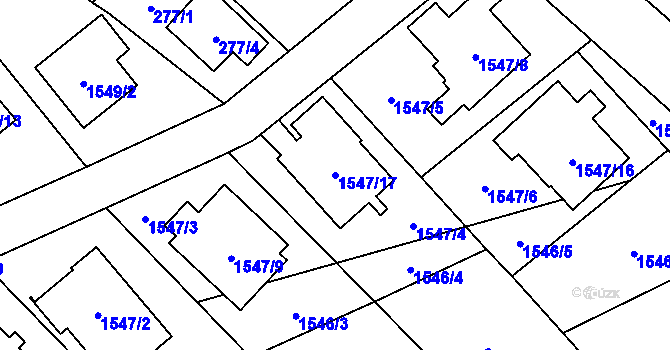 Parcela st. 1547/17 v KÚ Štěpánkovice, Katastrální mapa