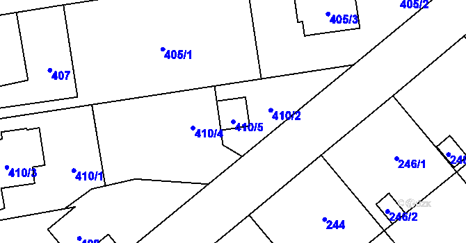Parcela st. 410/5 v KÚ Štěpánkovice, Katastrální mapa