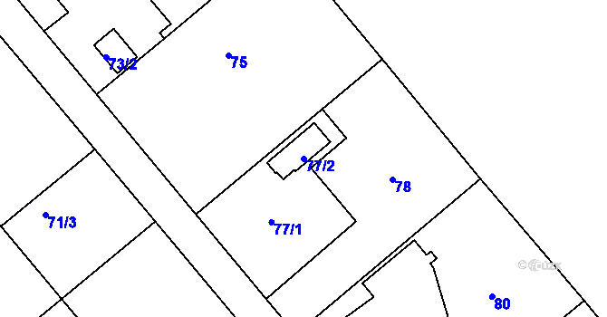 Parcela st. 77/2 v KÚ Štěpánkovice, Katastrální mapa