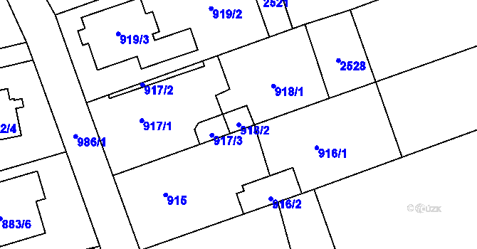 Parcela st. 918/2 v KÚ Štěpánkovice, Katastrální mapa