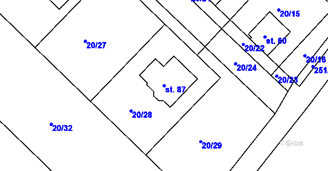 Parcela st. 87 v KÚ Štěpánov u Přelouče, Katastrální mapa