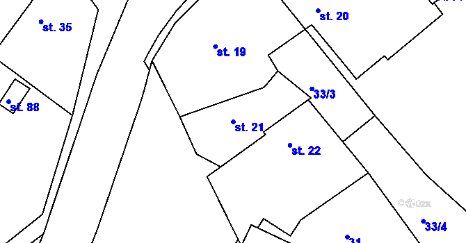 Parcela st. 21 v KÚ Štěpánov u Přelouče, Katastrální mapa