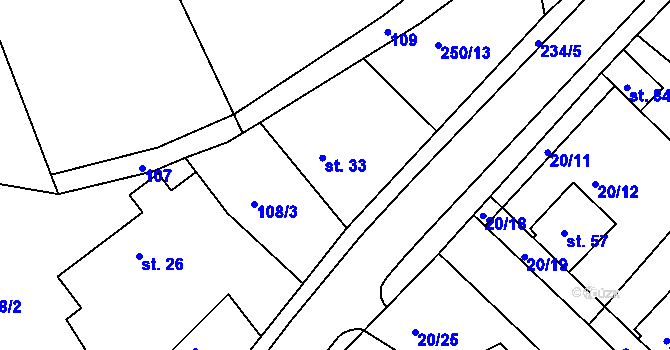 Parcela st. 33 v KÚ Štěpánov u Přelouče, Katastrální mapa