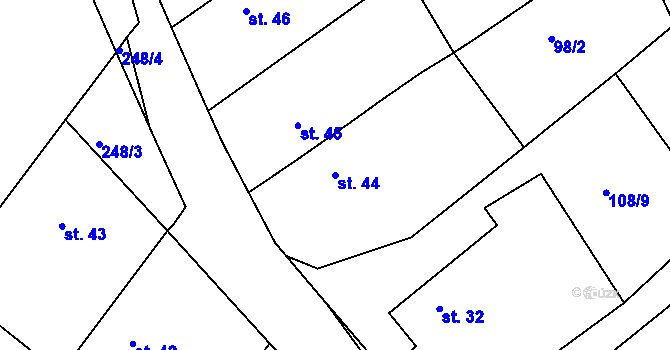 Parcela st. 44 v KÚ Štěpánov u Přelouče, Katastrální mapa