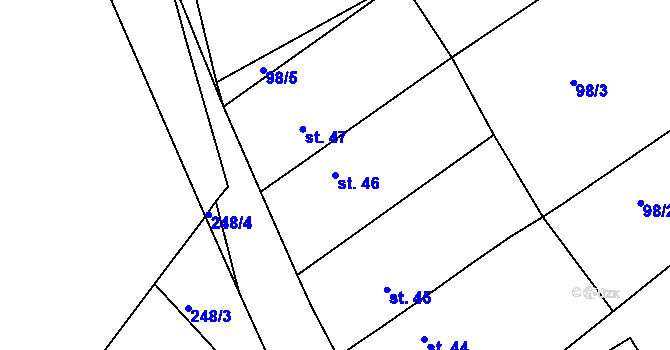 Parcela st. 46 v KÚ Štěpánov u Přelouče, Katastrální mapa