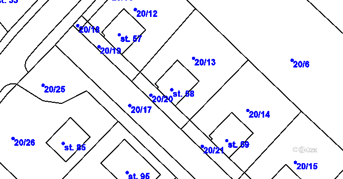 Parcela st. 58 v KÚ Štěpánov u Přelouče, Katastrální mapa