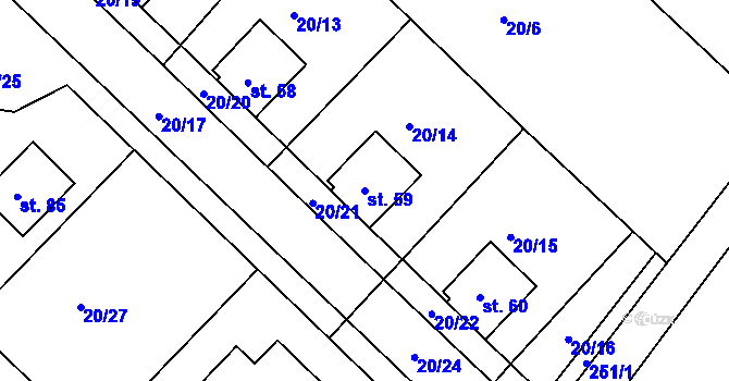 Parcela st. 59 v KÚ Štěpánov u Přelouče, Katastrální mapa
