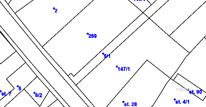 Parcela st. 9/1 v KÚ Štěpánov u Přelouče, Katastrální mapa