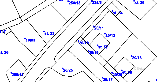 Parcela st. 20/18 v KÚ Štěpánov u Přelouče, Katastrální mapa