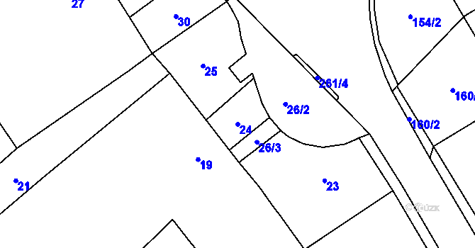 Parcela st. 24 v KÚ Březce, Katastrální mapa