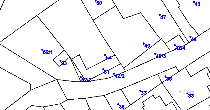 Parcela st. 54 v KÚ Březce, Katastrální mapa