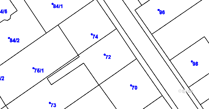 Parcela st. 72 v KÚ Březce, Katastrální mapa