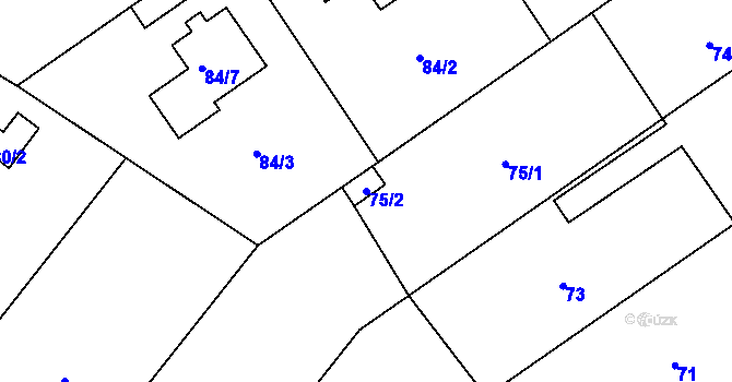 Parcela st. 75/2 v KÚ Březce, Katastrální mapa