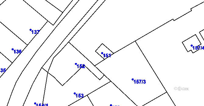 Parcela st. 151 v KÚ Březce, Katastrální mapa
