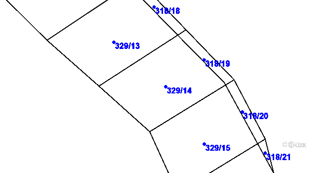 Parcela st. 329/14 v KÚ Březce, Katastrální mapa