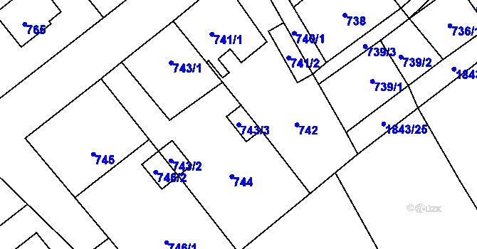 Parcela st. 743/3 v KÚ Štěpánov u Olomouce, Katastrální mapa