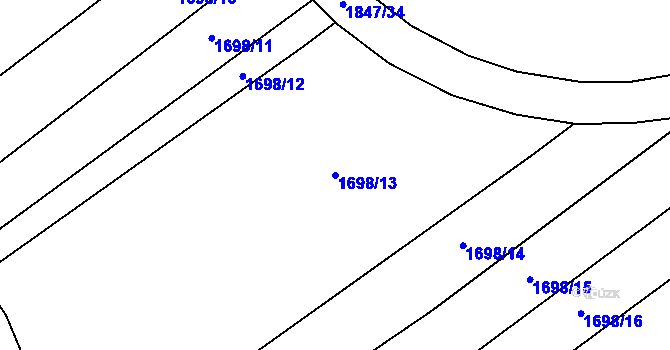 Parcela st. 1698/13 v KÚ Štěpánov u Olomouce, Katastrální mapa