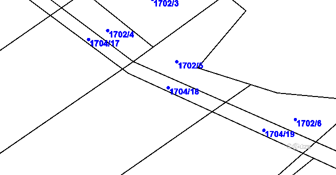 Parcela st. 1704/18 v KÚ Štěpánov u Olomouce, Katastrální mapa