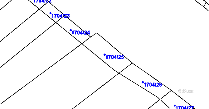 Parcela st. 1704/25 v KÚ Štěpánov u Olomouce, Katastrální mapa