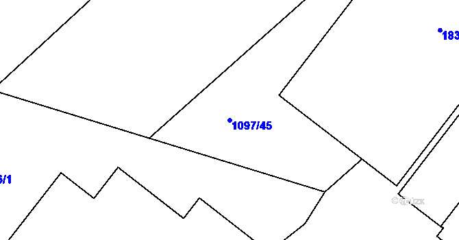 Parcela st. 1097/45 v KÚ Štěpánov u Olomouce, Katastrální mapa