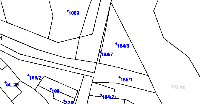Parcela st. 184/7 v KÚ Olešnička, Katastrální mapa
