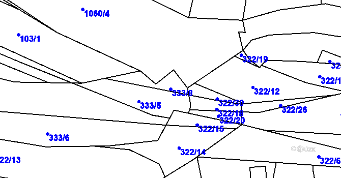 Parcela st. 333/8 v KÚ Olešnička, Katastrální mapa