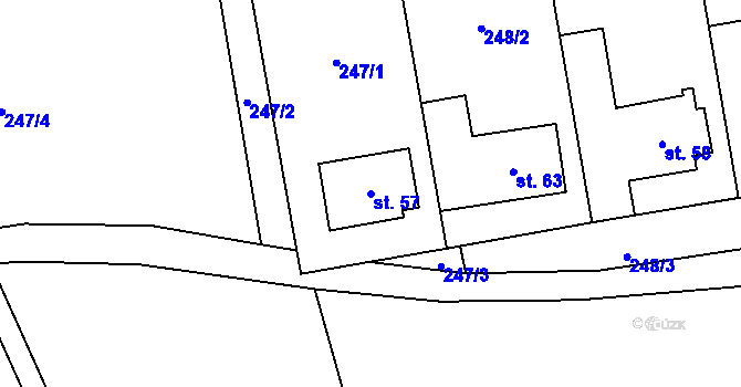 Parcela st. 57 v KÚ Olešnička, Katastrální mapa