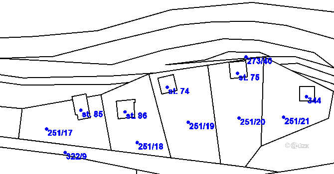 Parcela st. 74 v KÚ Olešnička, Katastrální mapa