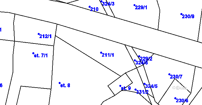 Parcela st. 211/1 v KÚ Olešnička, Katastrální mapa