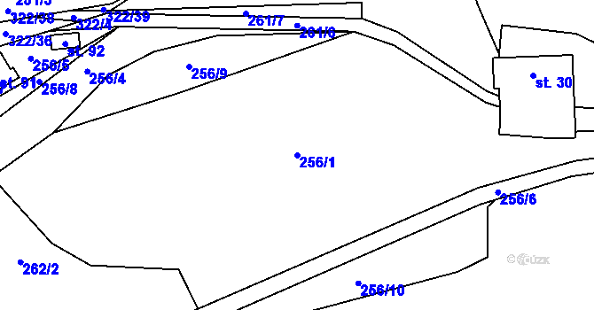 Parcela st. 256/1 v KÚ Olešnička, Katastrální mapa