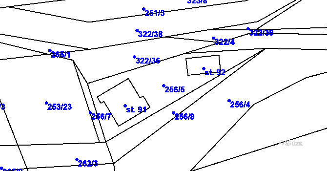 Parcela st. 256/5 v KÚ Olešnička, Katastrální mapa