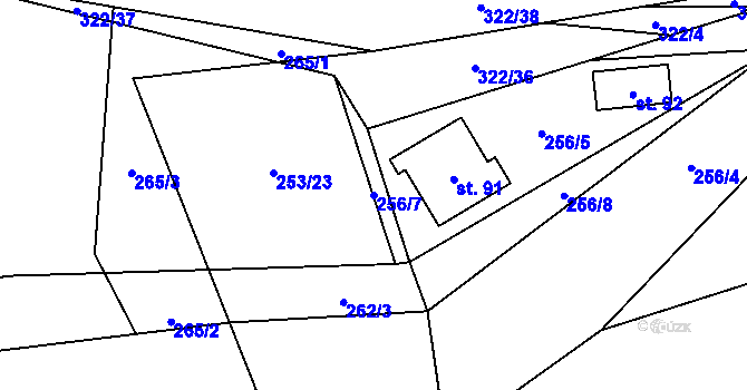 Parcela st. 256/7 v KÚ Olešnička, Katastrální mapa