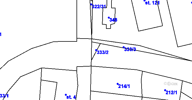 Parcela st. 333/2 v KÚ Olešnička, Katastrální mapa