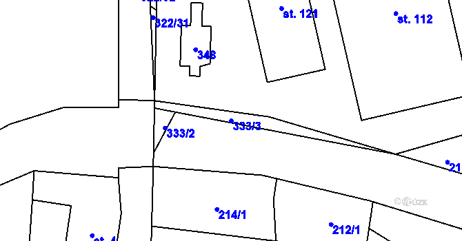 Parcela st. 333/3 v KÚ Olešnička, Katastrální mapa