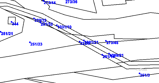 Parcela st. 323/9 v KÚ Olešnička, Katastrální mapa