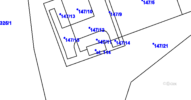 Parcela st. 114 v KÚ Olešnička, Katastrální mapa