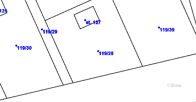 Parcela st. 119/28 v KÚ Olešnička, Katastrální mapa