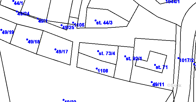 Parcela st. 73/4 v KÚ Štěpánov nad Svratkou, Katastrální mapa