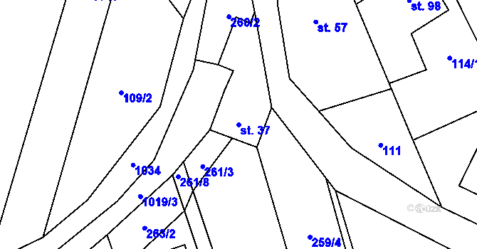 Parcela st. 37 v KÚ Štěpánov nad Svratkou, Katastrální mapa