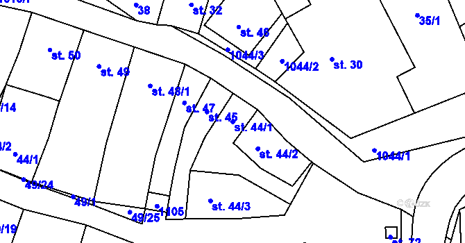 Parcela st. 44/1 v KÚ Štěpánov nad Svratkou, Katastrální mapa