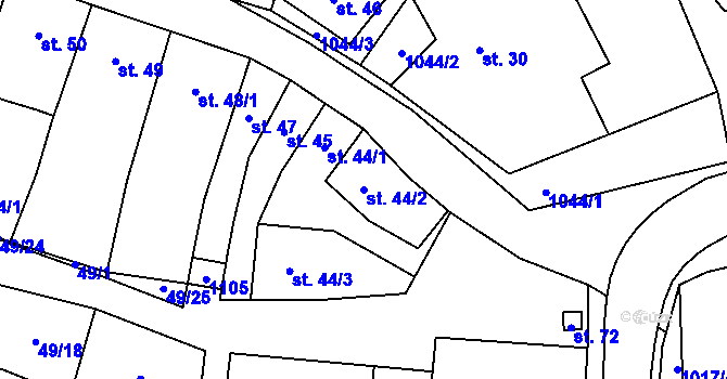 Parcela st. 44/2 v KÚ Štěpánov nad Svratkou, Katastrální mapa