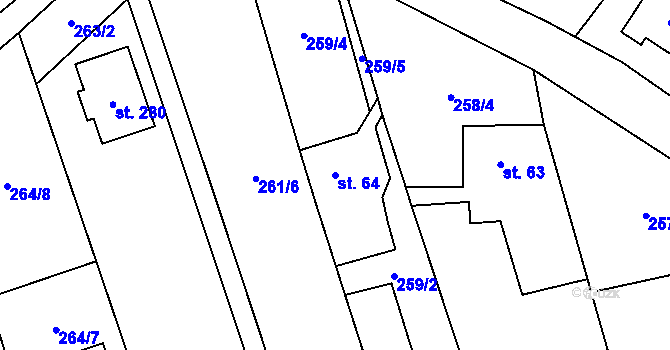 Parcela st. 64 v KÚ Štěpánov nad Svratkou, Katastrální mapa