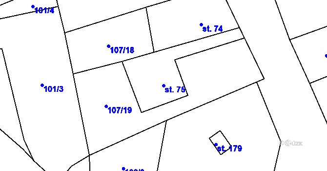 Parcela st. 75 v KÚ Štěpánov nad Svratkou, Katastrální mapa