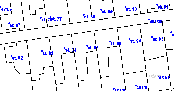 Parcela st. 85 v KÚ Štěpánov nad Svratkou, Katastrální mapa