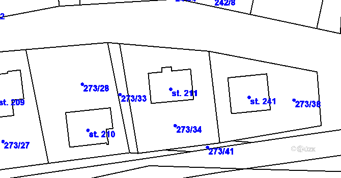 Parcela st. 211 v KÚ Štěpánov nad Svratkou, Katastrální mapa