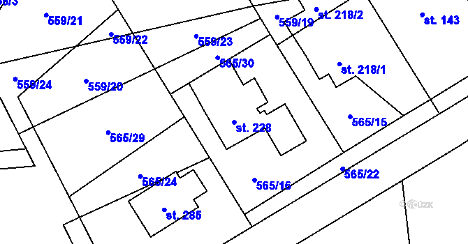 Parcela st. 228 v KÚ Štěpánov nad Svratkou, Katastrální mapa