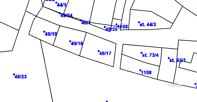 Parcela st. 49/17 v KÚ Štěpánov nad Svratkou, Katastrální mapa
