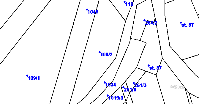 Parcela st. 109/2 v KÚ Štěpánov nad Svratkou, Katastrální mapa